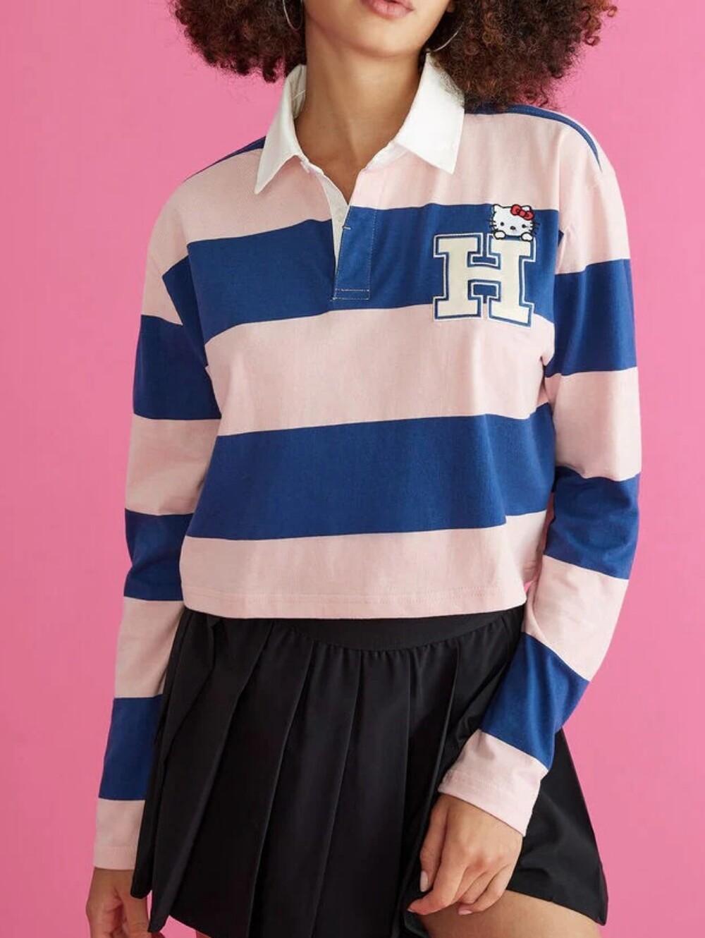 Hello Kitty Cropped Rugby Shirt